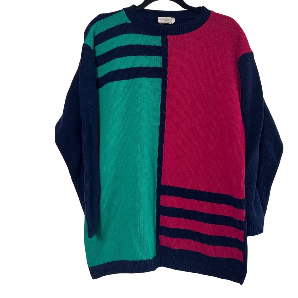 Vintage 80's/90's colorblock sweater pink/navy‎
